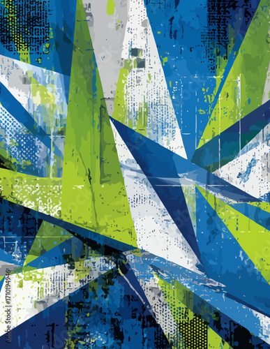 Abstrakte geometrische Formen, Vektor-Stil, Grün-Blau-Weiß