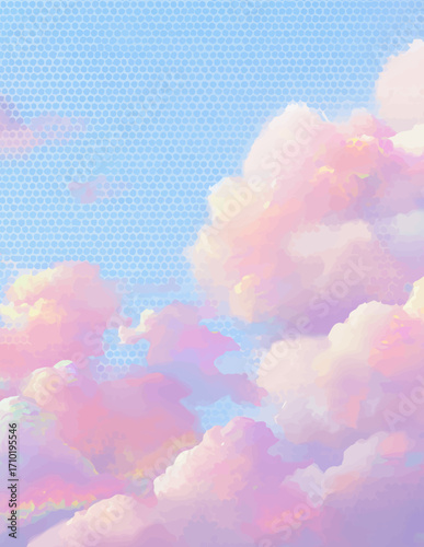 Zarte Pastellwolkenlandschaft im Vektorstil