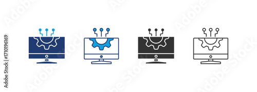 Information Technology Icon Set Multiple Style Collection