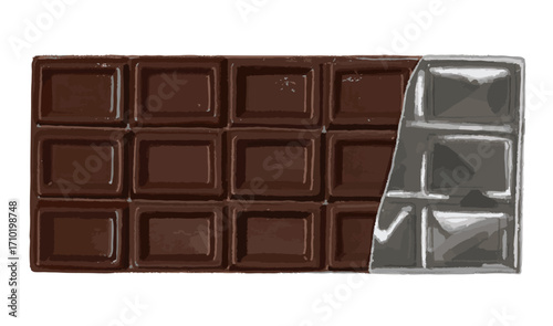 The unwrapped chocolate bar. Illustration.