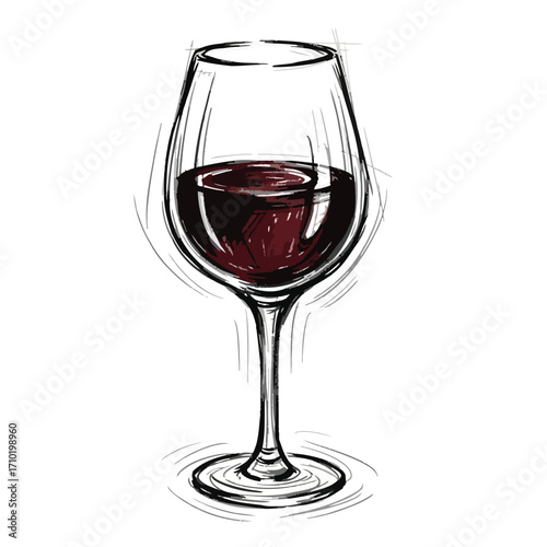 Vector art of sketch of a glass of red wine, , showcasing the elegance and sophistication of wine culture and enjoyment