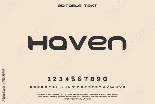 Modern rounded sans serif font alphabet and numbers on a neutral background