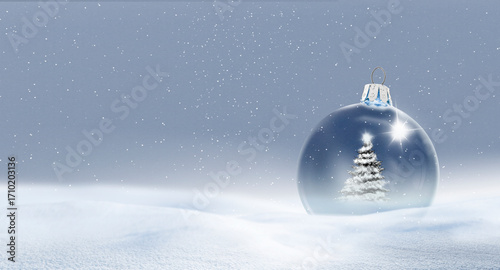 Weihnachtskarte mit Gläserner Weihnachtskugel