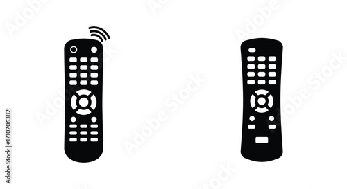 Simple black and white illustration of two remote control devices