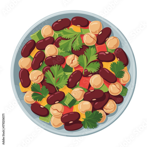 Colorful Mixed Bean Salad with Vegetables Illustratin