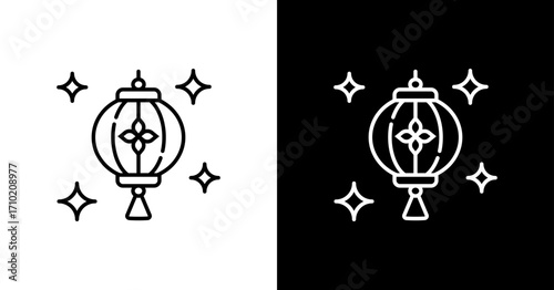 Chinese Lantern Icon Set Multiple Style Collection