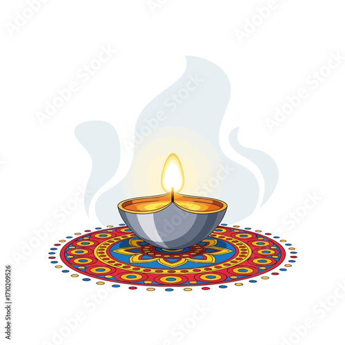 Glowing Diwali Lamp A Festive Illustration of Light and Celebration