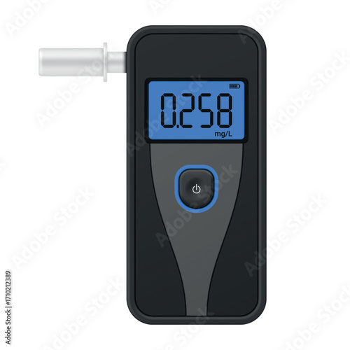 Illustration of a portable breathalyzer for measuring blood alcohol levels in public places and various environments