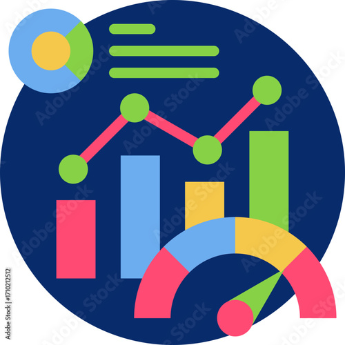 Metric performance icon for content marketing, business, website, application, printing, document, poster design, etc