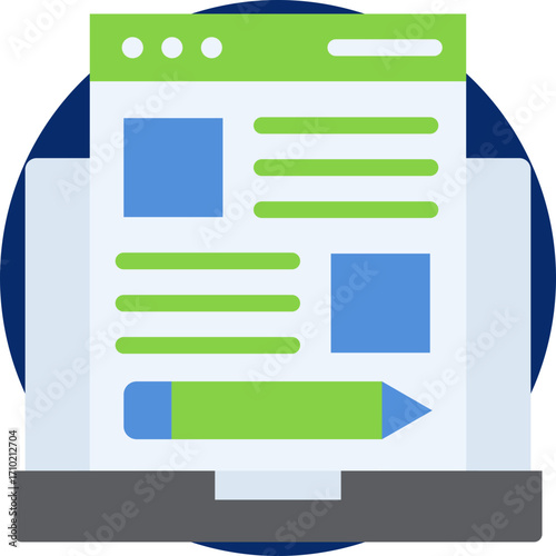 Blogging icon for content marketing, business, website, application, printing, document, poster design, etc