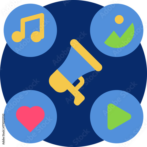 Digital marketing icon for content marketing, business, website, application, printing, document, poster design, etc