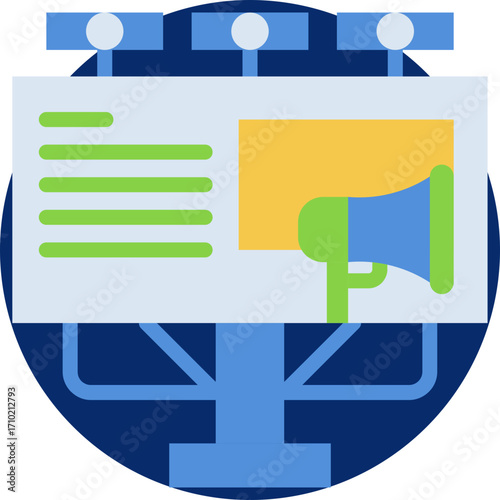 Billboard marketing icon for content marketing, business, website, application, printing, document, poster design, etc