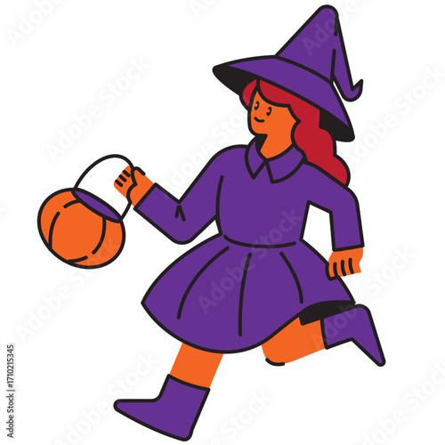 witch costume party cartoon