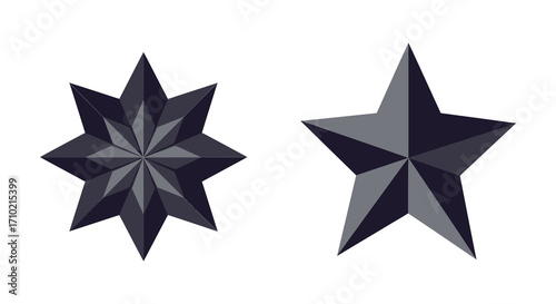 Two dark gray stars with differing points are clearly displayed