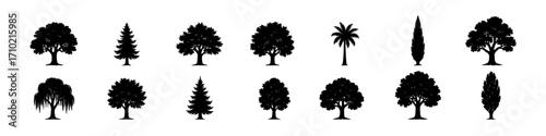 Silhouette tree collection: diverse tree designs for nature projects