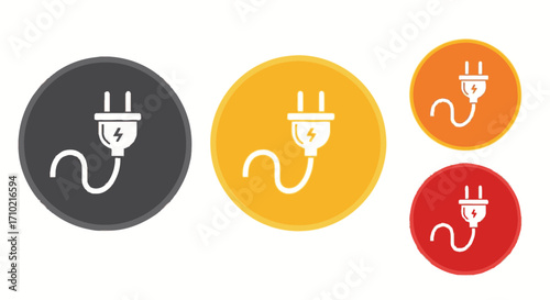 Electrical Power Cord Plug Icons Clean Vector Design