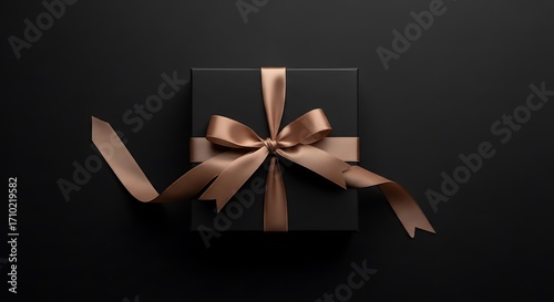 Black Gift Box with Brown Ribbon.