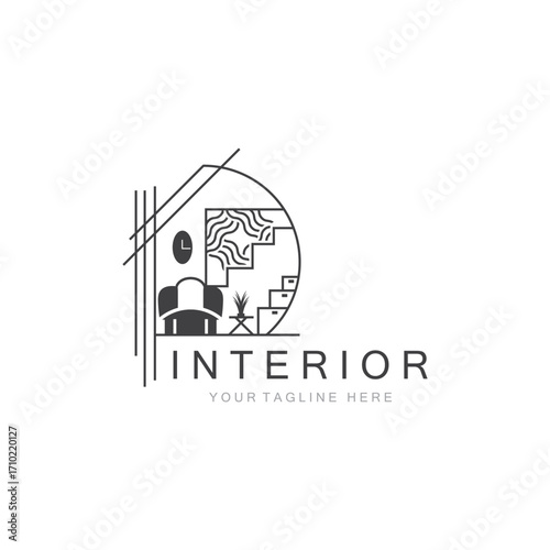 Interior Home logo creative design minimalist geometric lines