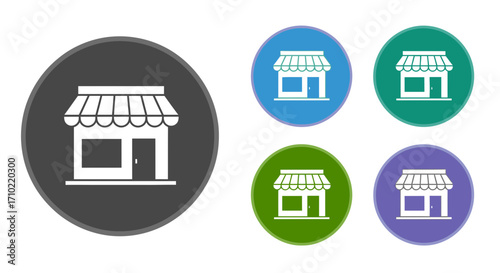 Store Icon Set Colorful Shop Building Icons for Website and App Design