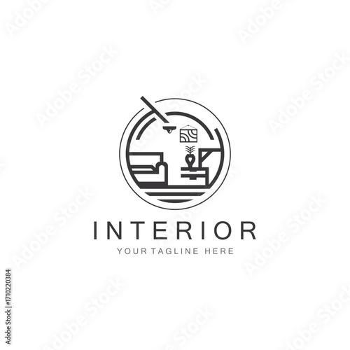 Interior Home logo creative design minimalist geometric lines