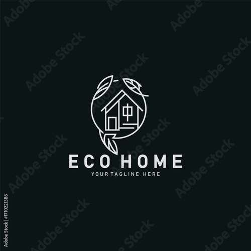 Eco home leaf logo design business concept with flat style element