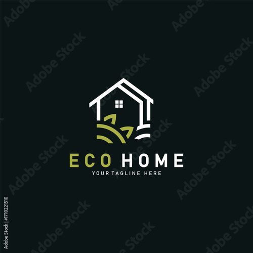 Eco home leaf logo design business concept with flat style element