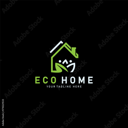 Eco home leaf logo design business concept with flat style element