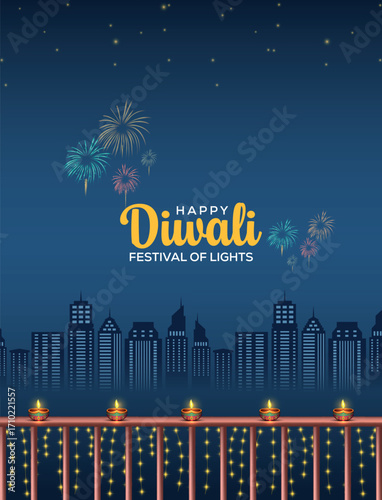 happy diwali festival of lights. creative vector illustration design.