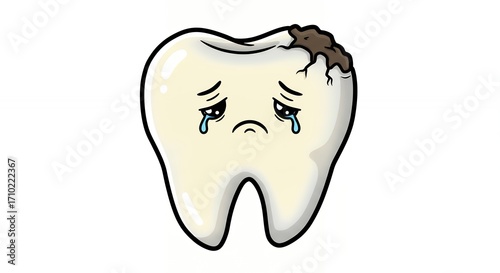 Cartoon tooth with cavity