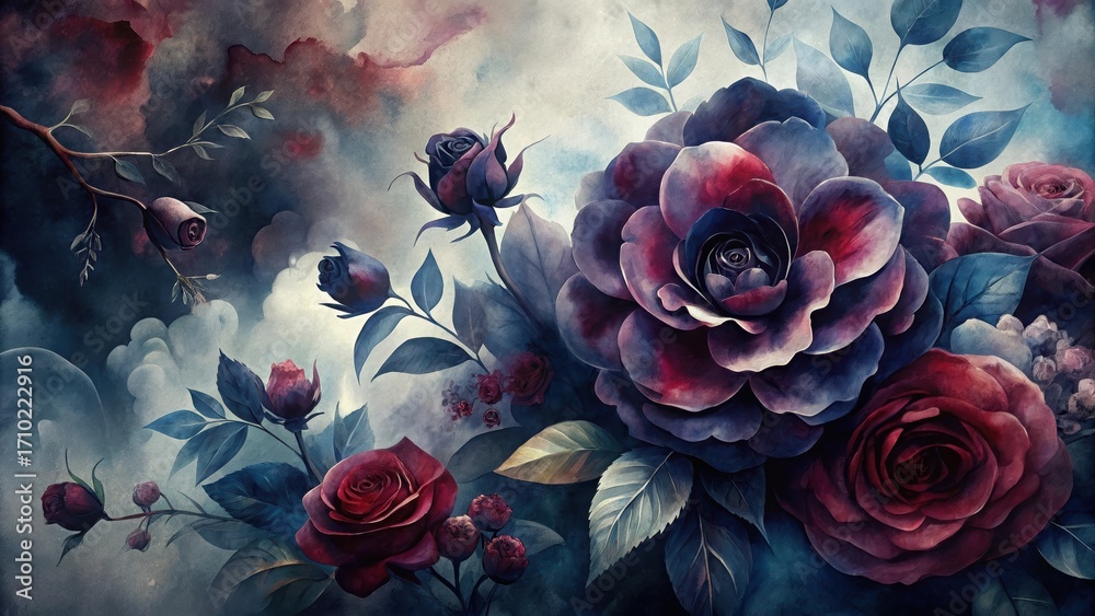 custom made wallpaper toronto digitalStunning deep purple and crimson roses bloom in dramatic, moody floral arrangement