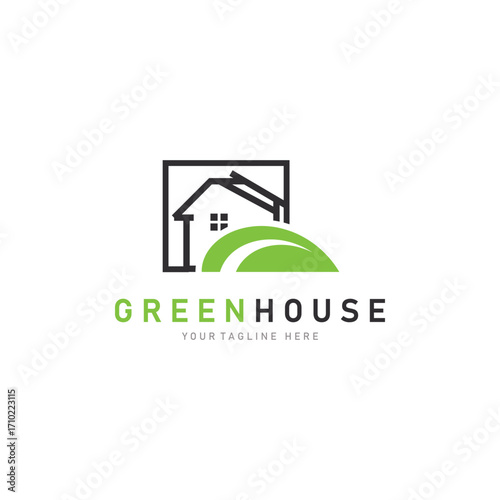 Eco home leaf logo design business concept with flat style element