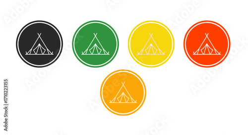 Colorful Tent Icons Camping, Adventure, Outdoor Logos
