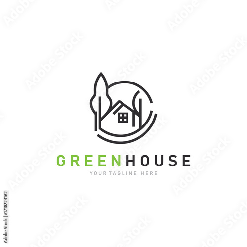 Eco home leaf logo design business concept with flat style element