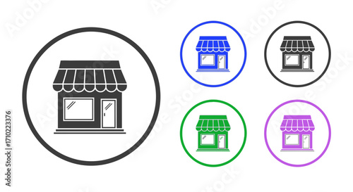 Store Icon Set Diverse Shopfront Illustrations for Business Branding