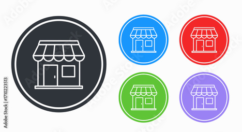 Store Icon Set Colorful Shopfront Illustrations for Web and App Design