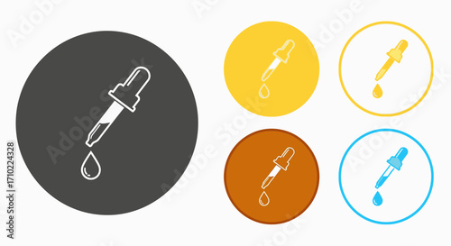 Pipette Icon Set Versatile Dropper Design for Various Applications