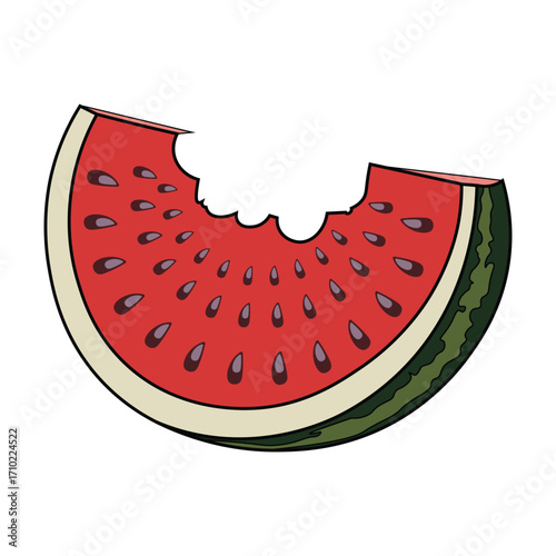 Watermelon clipart showing a vibrant slice with juicy red flesh