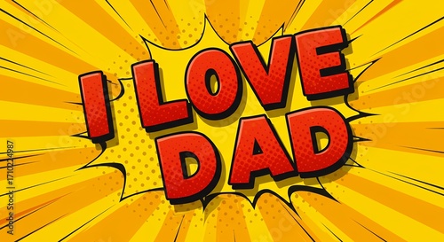 I love dad comic book style text graphic