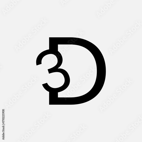 3D, D3 minimalis logo design