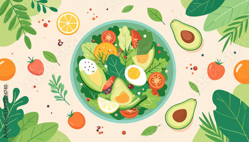 Healthy Avocado Salad Recipe Vibrant Greens, Fresh Ingredients