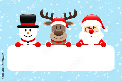 
Schneemann Rentier Und Weihnachtsmann Gutschein Schnee Hellblau