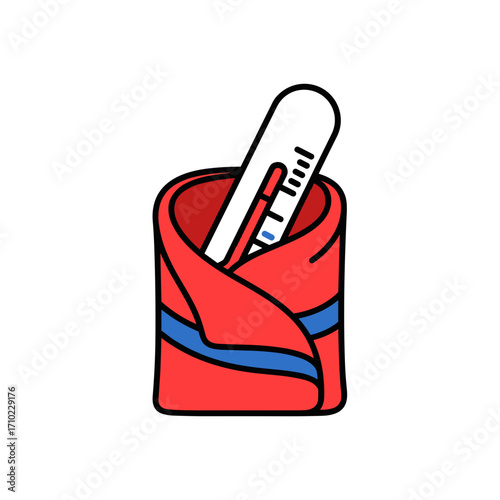 Thermometer in scarf isolated on transparent background