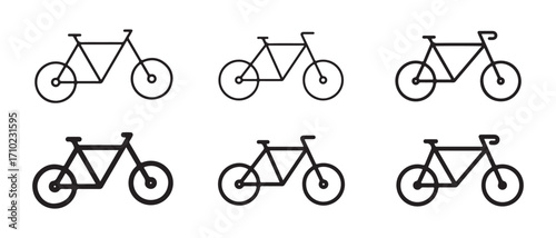 bicycle icons set. isolated on white background in a vector format.