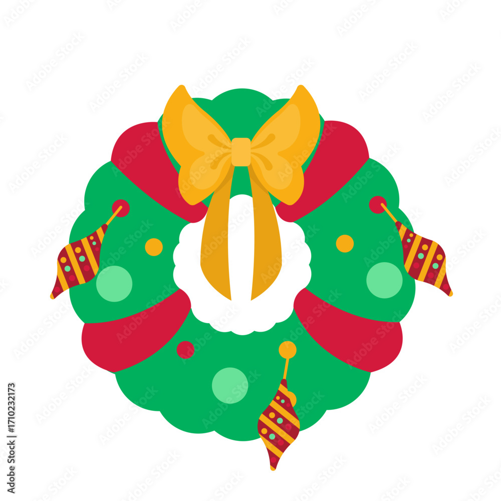 Naklejka premium Christmas Green Wreath Decoration