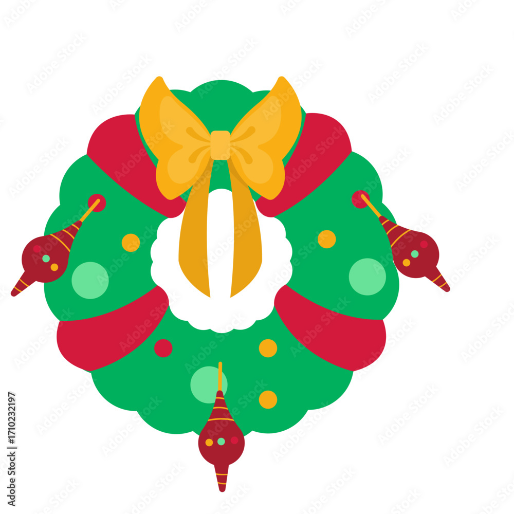 Naklejka premium Christmas Green Wreath Decoration