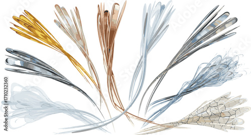 Create a kinds of deferent material sky concentrated lines vector art with white background.