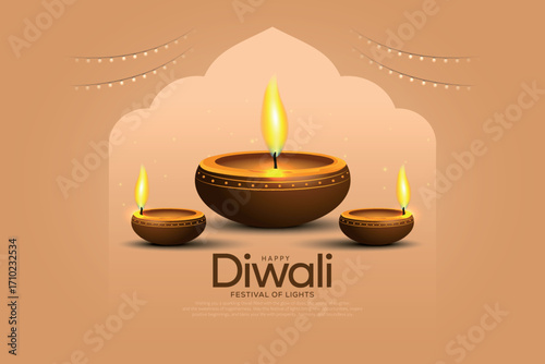 happy diwali festival of lights. creative vector illustration design.	