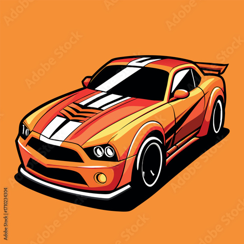 Orange Hot Wheels Style Sports Car Vector Illustration