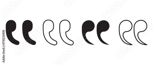 Quotation mark icon set. isolated on white background, vector illustration design.