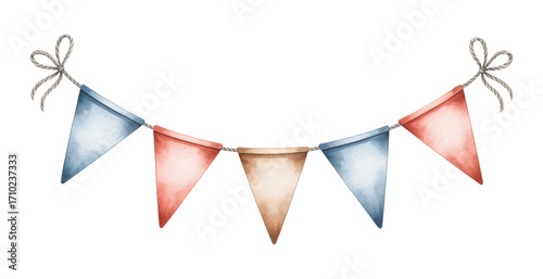 Cartoon party flags in pastel colors. Birthday decoration bunting clipart for kids.
